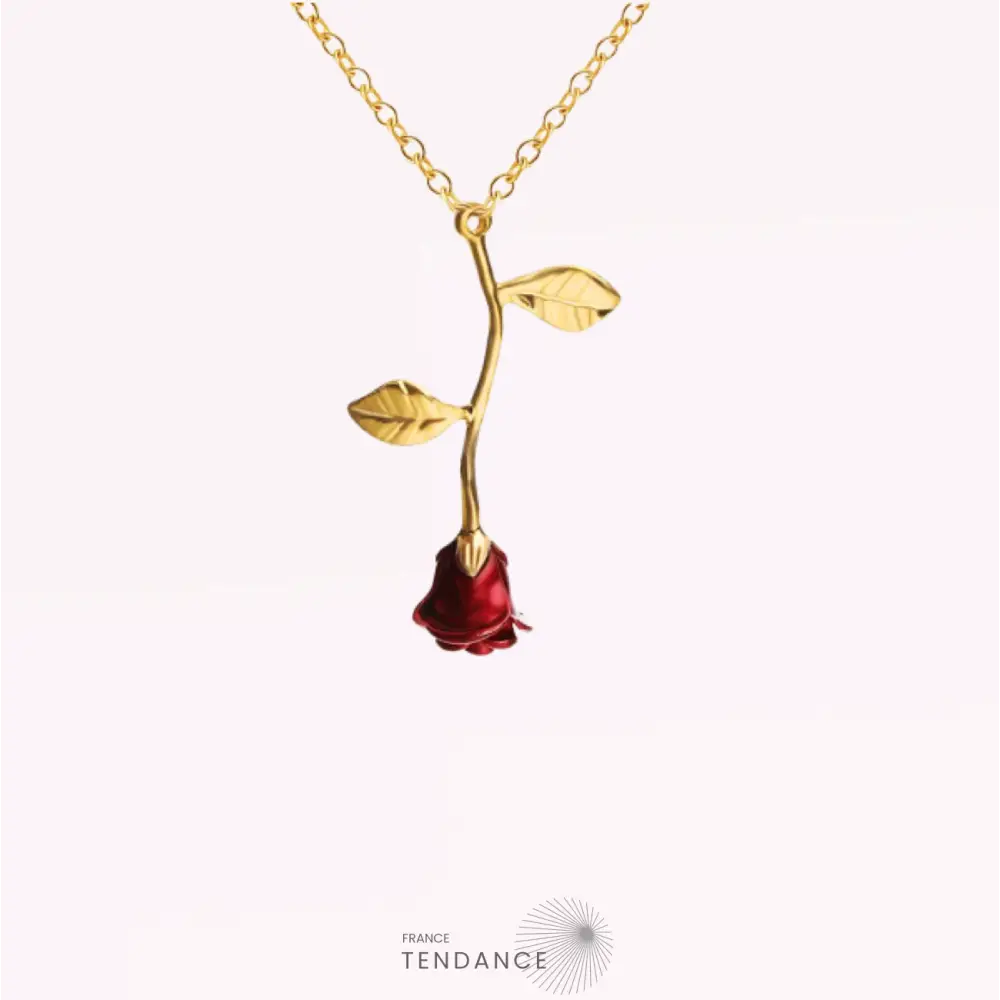 Collier Rose éternelle Pendentif Rouge | France-Tendance