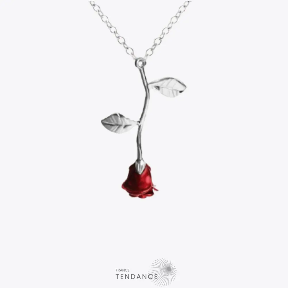 Collier Rose éternelle Pendentif Rouge | France-Tendance