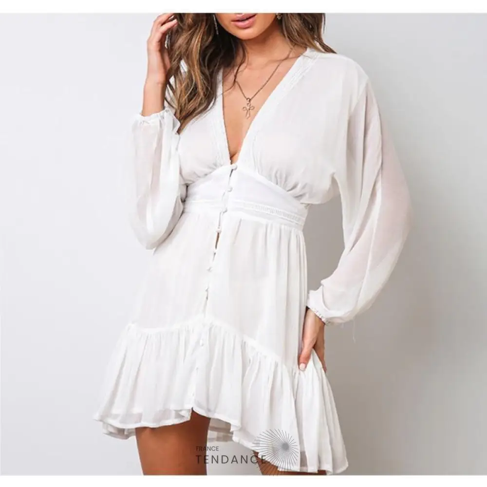 Robe à Volants Col v | France-Tendance