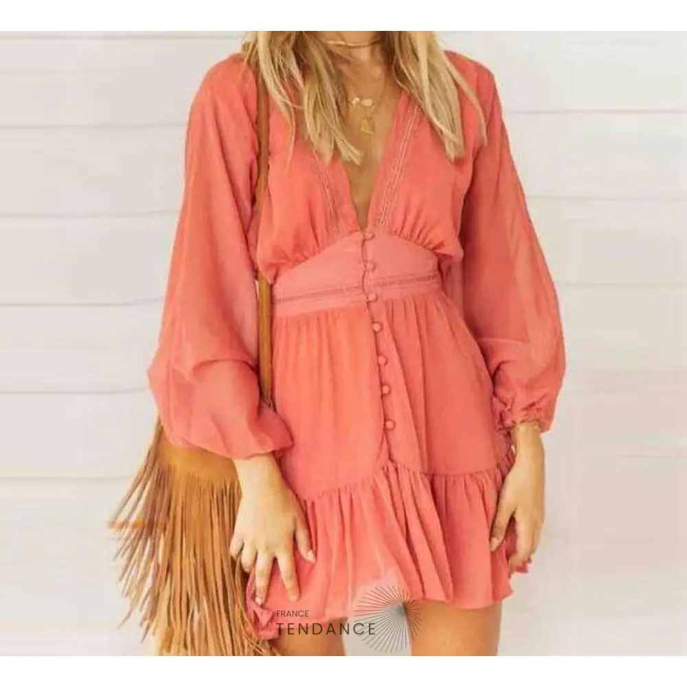 Robe à Volants Col v | France-Tendance