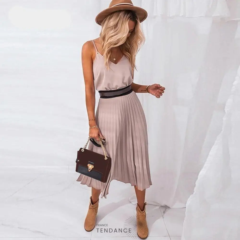 Robe Plissée Col v | France-Tendance