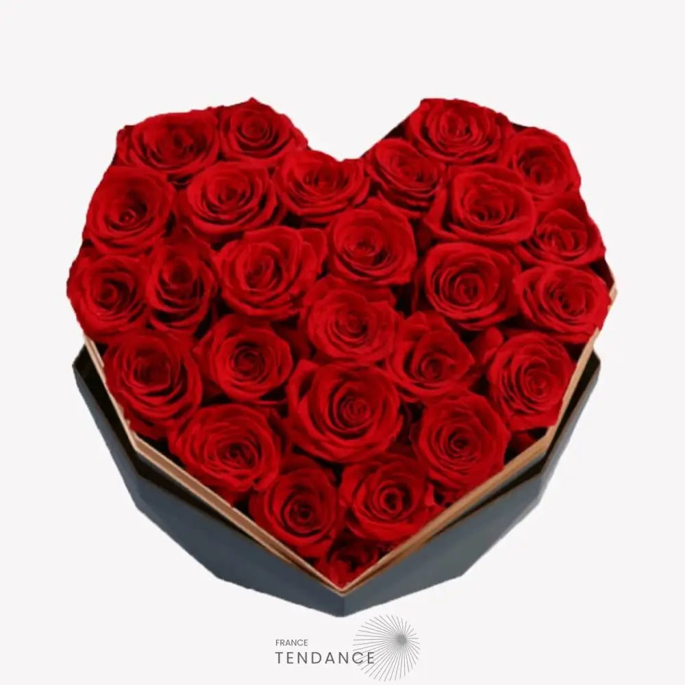 Roses éternelles Rouges Boîte Coeur Noire | France-Tendance