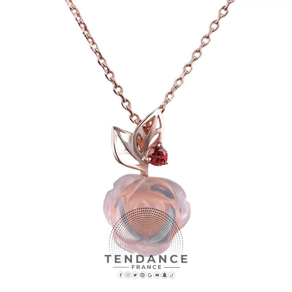 Collier Avec Pendentif Fleur Rose | France-Tendance