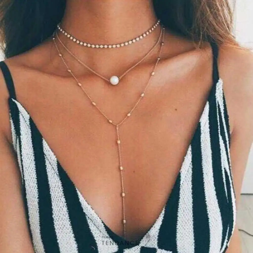 Collier Ras Du Cou Avec Pendentif Perle | France-Tendance