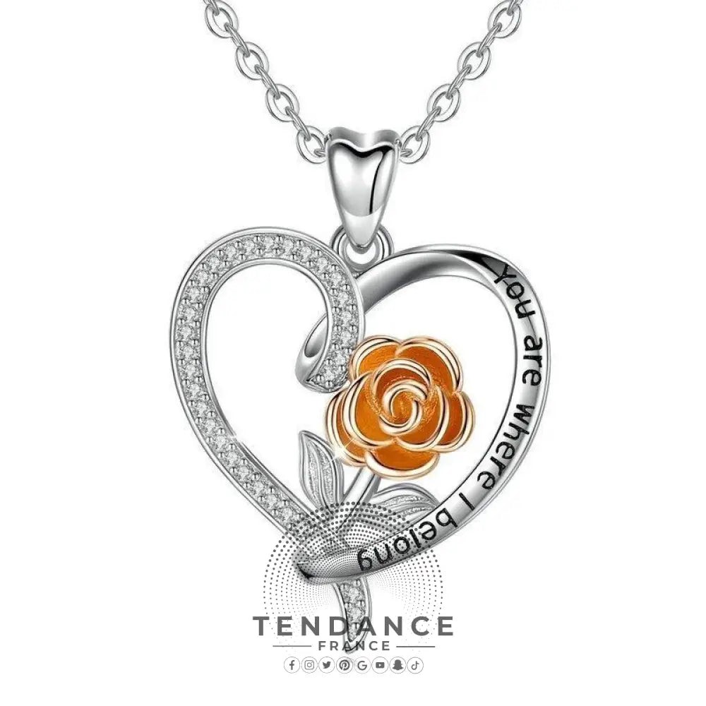 Collier Avec Une Rose En Argent | France-Tendance