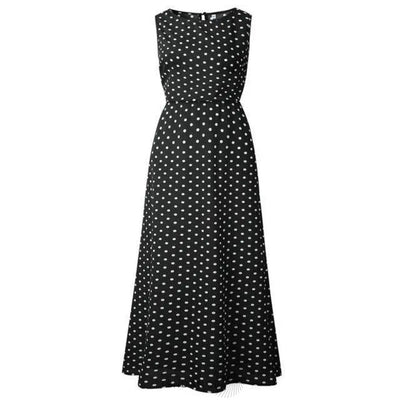 Maxi Robe Polka Sans Manches | France-Tendance