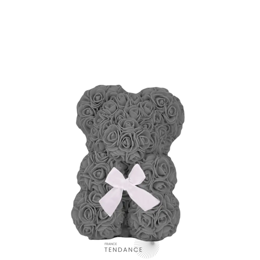 Ourson En Roses éternelles Gris (25 Cm) | France-Tendance