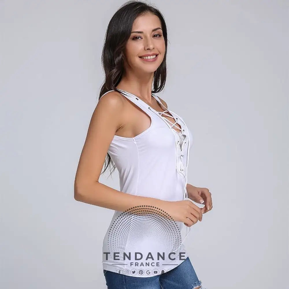 T-shirt Casual à Lacets | France-Tendance