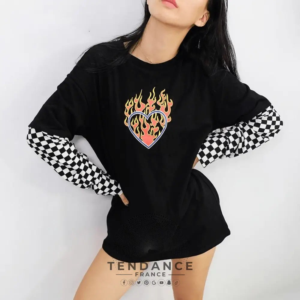 T-shirt Long Love Fire | France-Tendance
