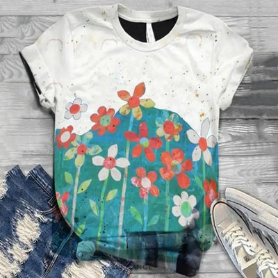T-shirt Imprimé à Col Rond | France-Tendance